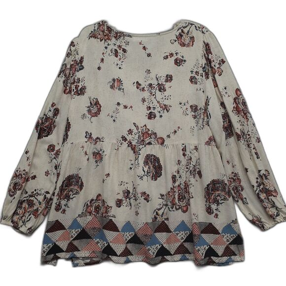 Maurices Women Top 1X White Floral Boho Peasant Blouse Lace 3/4 Sleeve V Neck - Picture 5 of 7